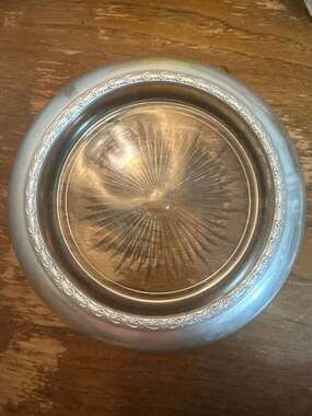 Vintage Frank M. Whiting Sterling Silver Rimmed Large Glass Starburst Pattern